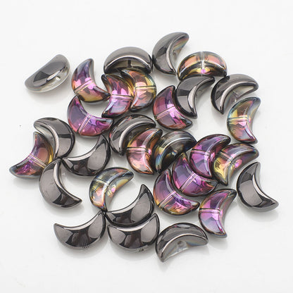 Moon Plated Transparent Crescent Glass Beads 9mm 14mm 30pcs 15