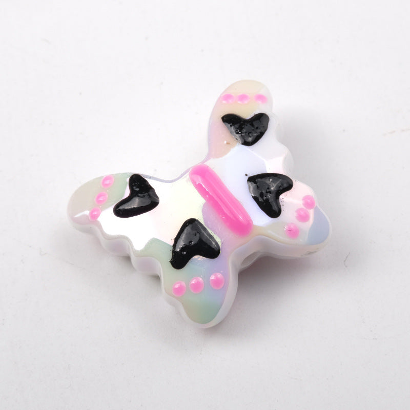 Colorful Plating Butterfly Acrylic Beads 29mm Mixed Smooth Faceted 10pcs 3