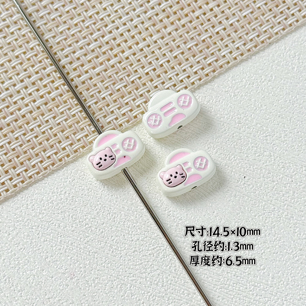 Kitten and Teddy Bear Metal Beads 14mm Hand Painted Alloy 10pcs 6