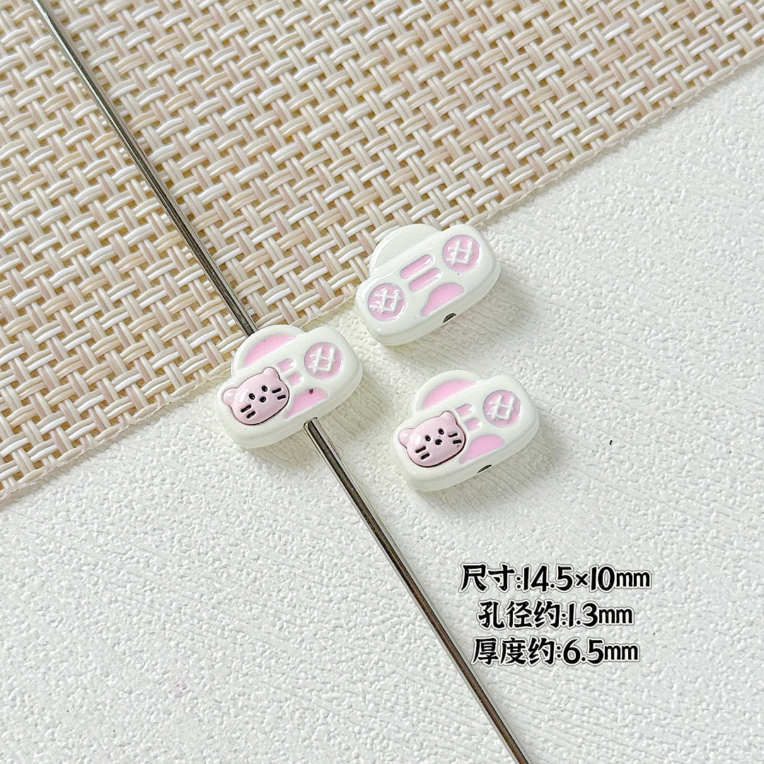 Kitten and Teddy Bear Metal Beads 14mm Hand Painted Alloy 10pcs 6