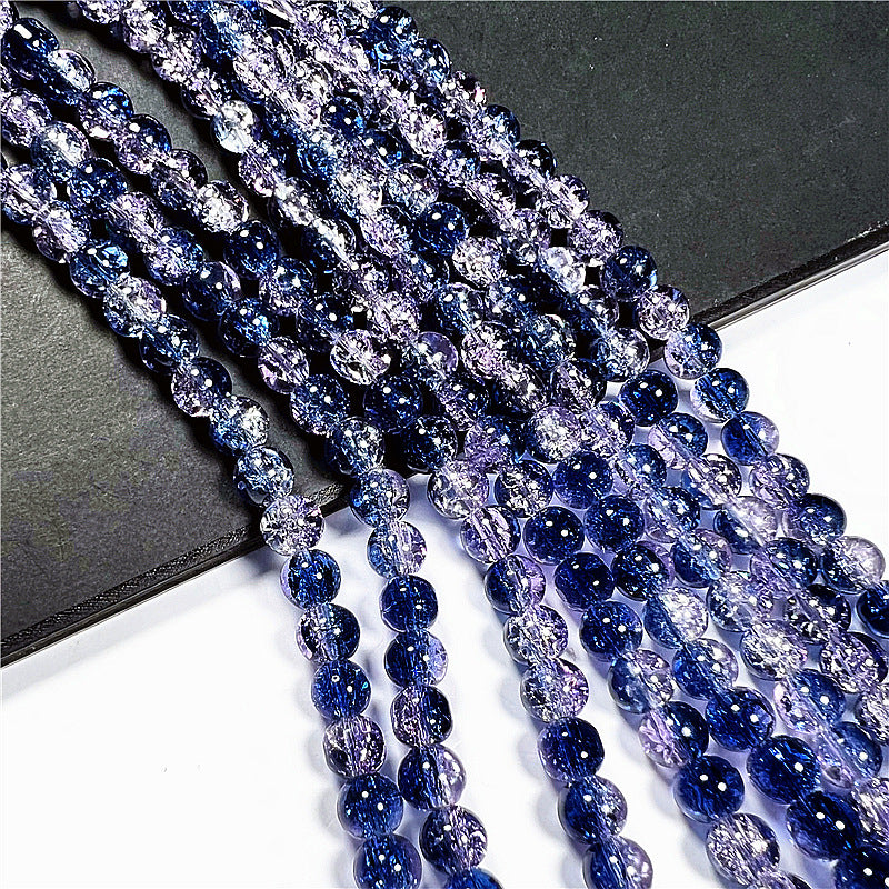 Crackle Flower Glass Beads 8mm Soft Purple Blue Gradient 3 Strands 15