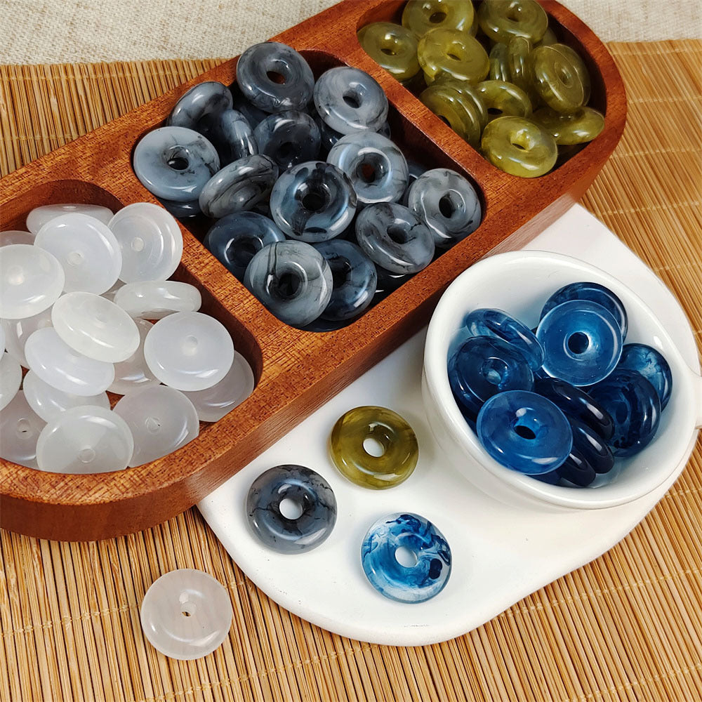 Resin Donut Spacer Beads 19mm Gradient Imitation Chalcedony 20pcs