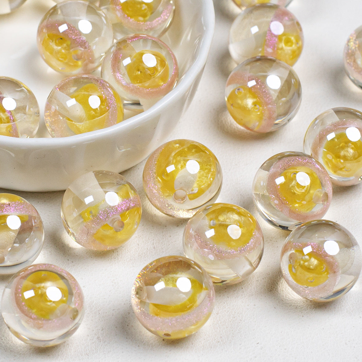 Clear Planet Halo Round Resin Beads 16mm Multicolor 10pcs 14