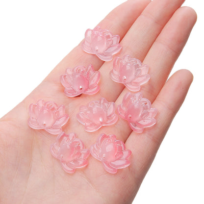Lotus Transparent Glass Beads 16x21mm Pastel Colors 5pcs 12
