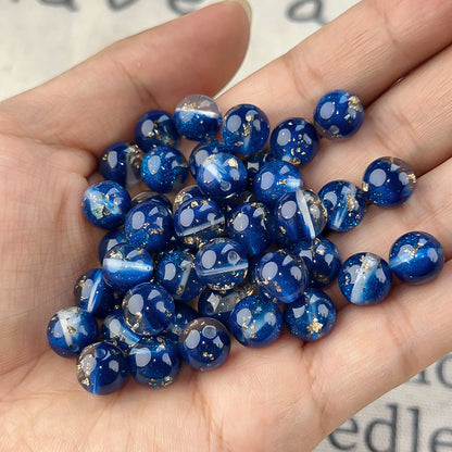 Semi-Transparent Gold Foil Resin Beads 10mm Sparkle Mixed Colors 100pcs 11