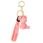 Resin Rabbit Cartoon Keychain Pastel Colors Gold Tone Collar 4
