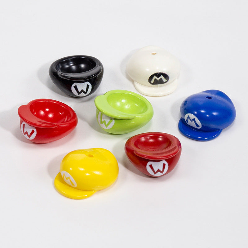Painted Mario Hat Acrylic Beads 26mm Colorful 10pcs 6