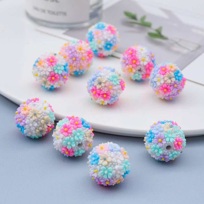 Embellished Flower Clay Beads 20mm Five-petal Pastel Rainbow 10pcs 9