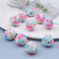 Embellished Flower Clay Beads 20mm Five-petal Pastel Rainbow 10pcs 9