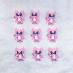 Silicone 3D Focal Beads Stitch Cat Pink Figure Design 20pcs 5