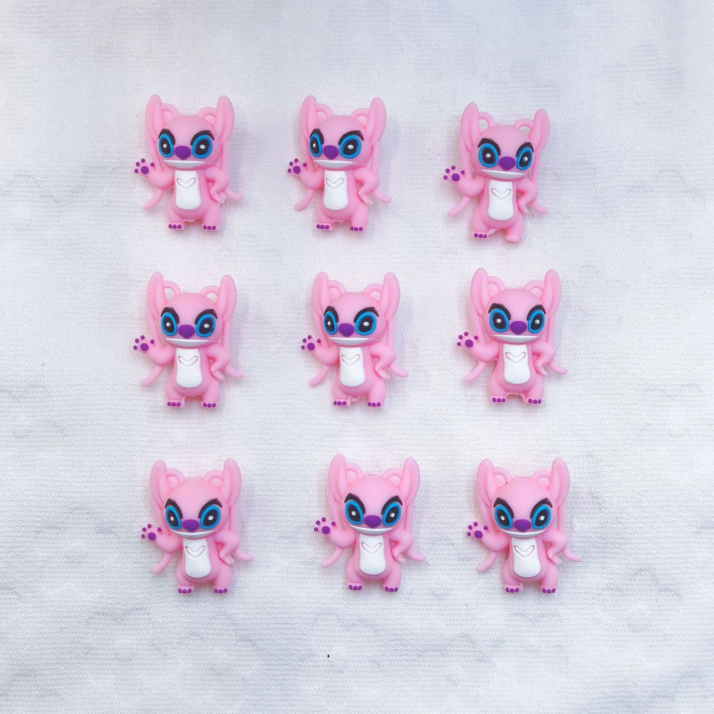 Silicone 3D Focal Beads Stitch Cat Pink Figure Design 20pcs 5