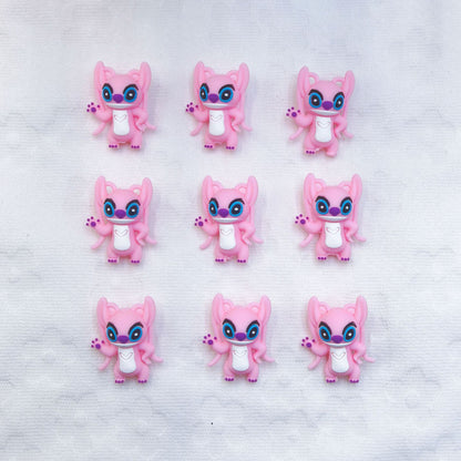 Silicone 3D Focal Beads Stitch Cat Pink Figure Design 20pcs 5