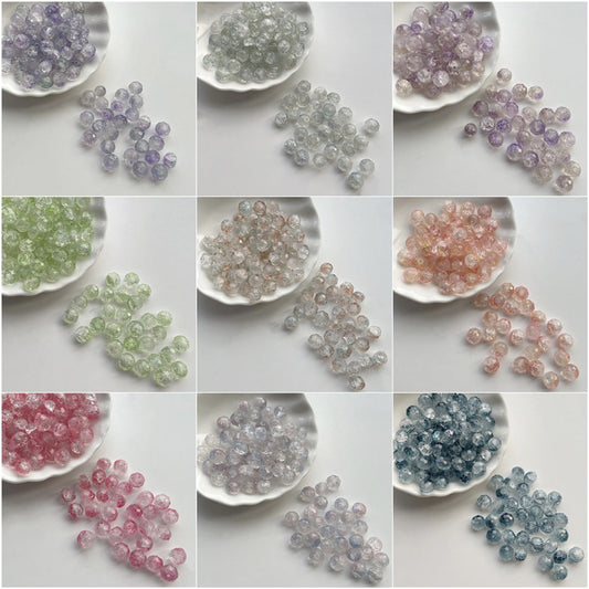 Crackle Glass Beads Dual Color Round 10mm Shimmering Vintage 60pcs