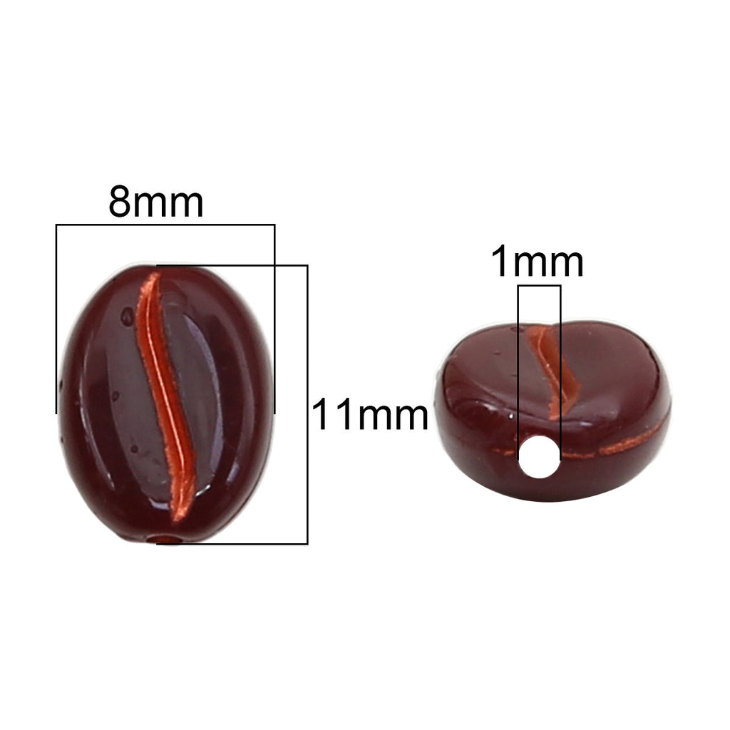 Transparent Coffee Bean Acrylic Beads 11x8mm Gold Highlights 30pcs 5