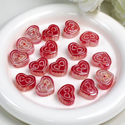 Bow Pattern Heart Resin Beads 20mm Colorful Mixed 10pcs 11