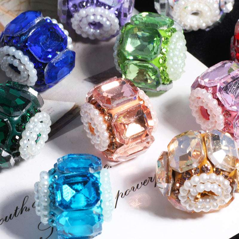 Faceted Crystal Barrel Rhinestone Beads 19mm Polymer Clay Base 5pcs 4