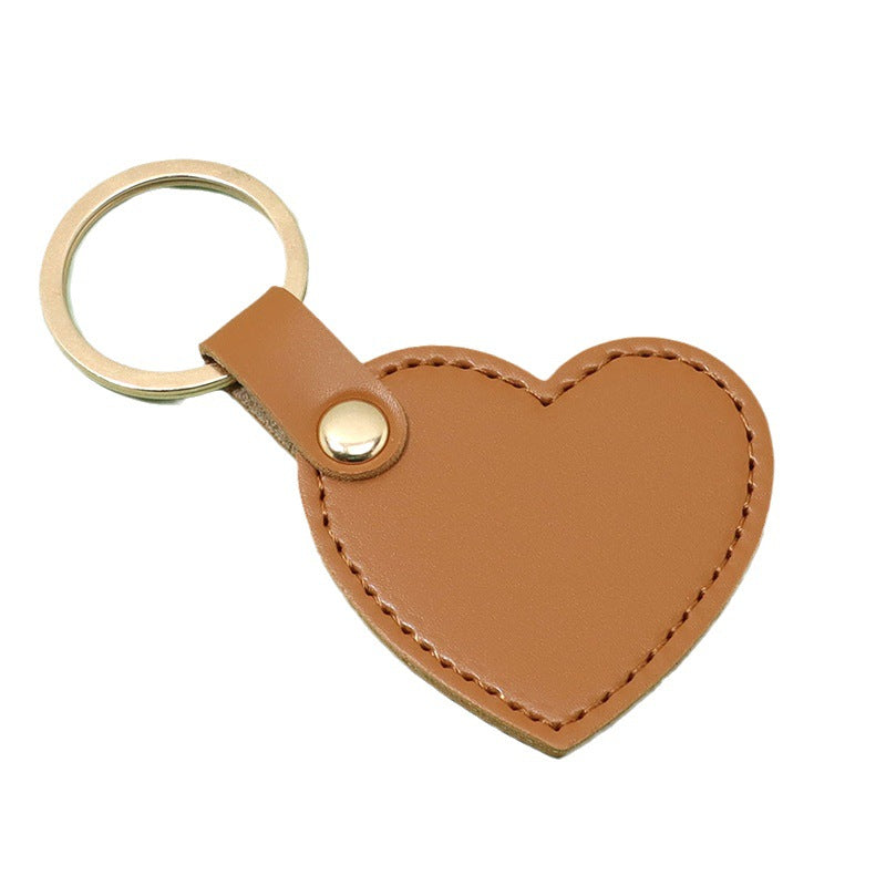 Leather Heart Shaped Keychain Soft Pastel Colors Stylish 5