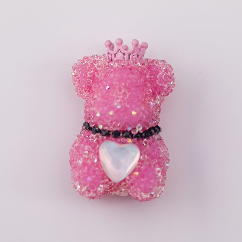 Sugar Crown Bear Rhinestone Focal Beads Alloy with Rhinestones 10pcs 10