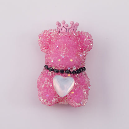 Sugar Crown Bear Rhinestone Focal Beads Alloy with Rhinestones 10pcs 10
