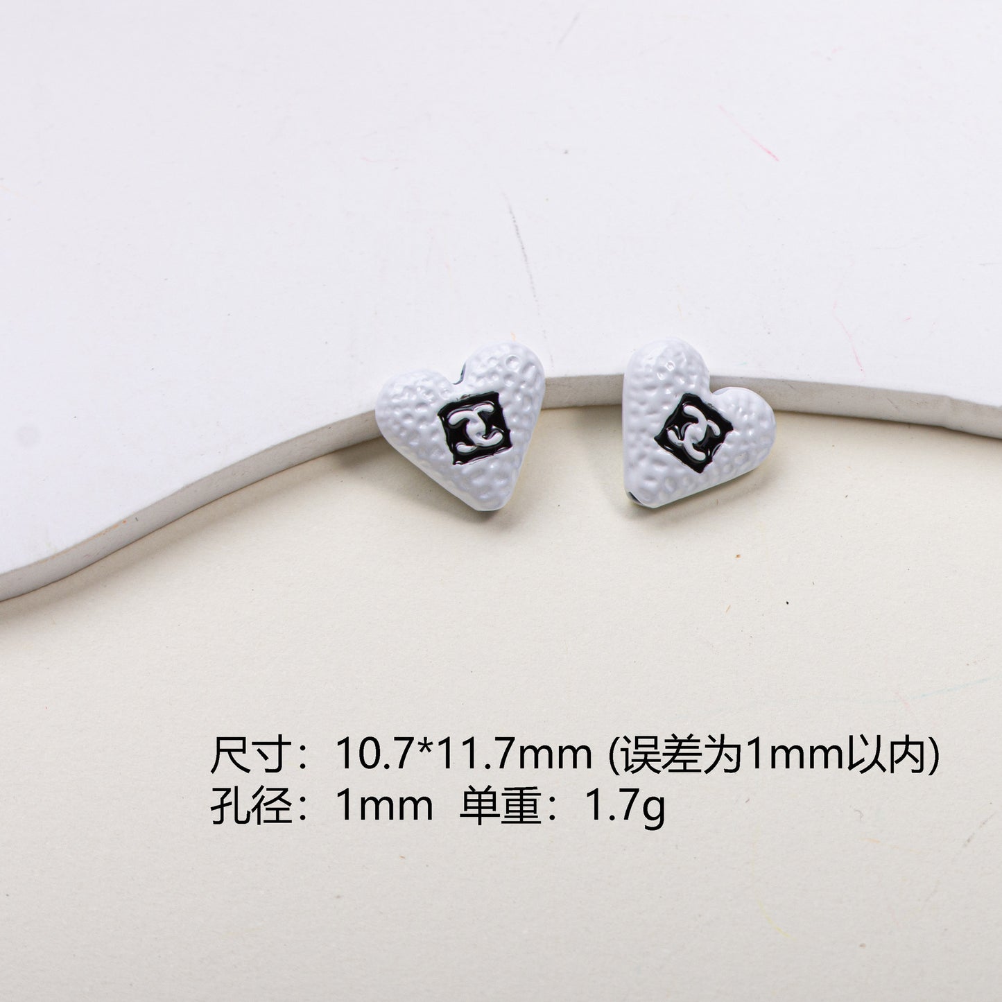Painted Alloy Metal Beads Black and White Enamel Baking Style 10pcs 12