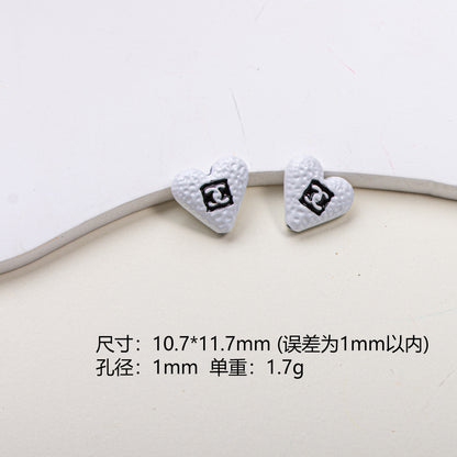 Painted Alloy Metal Beads Black and White Enamel Baking Style 10pcs 12