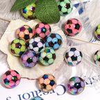 Plating Round Acrylic Beads 16mm UV Soccer Design 50pcs 4