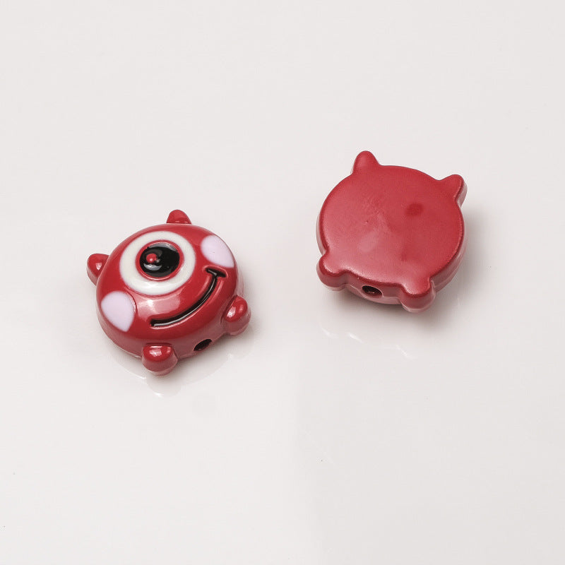 One Eyed Monster Metal Beads 13mm Baking Painted Enamel 10pcs 5