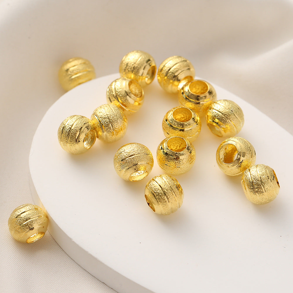 Brass Flower Engraved Metal Beads 10mm Matte Large Hole 50pcs 4