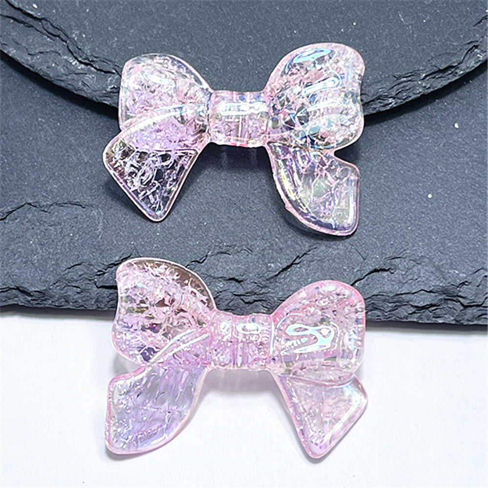 Plating Crackle Butterfly Bow Acrylic Beads 22x32mm Translucent Pastel 100pcs 2