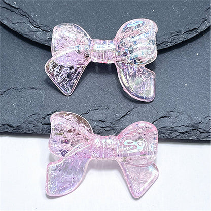 Plating Crackle Butterfly Bow Acrylic Beads 22x32mm Translucent Pastel 100pcs 2