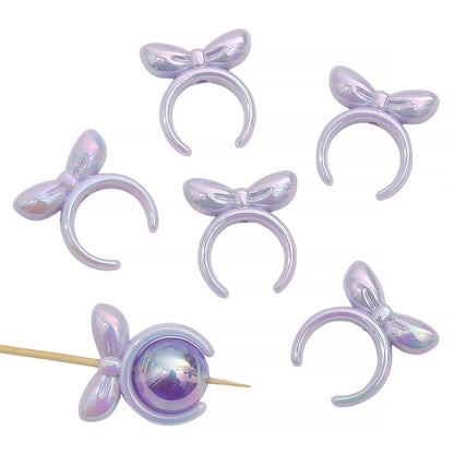 Painted Bow Tie Acrylic Beads 25x27mm Glossy Colors 8pcs 8