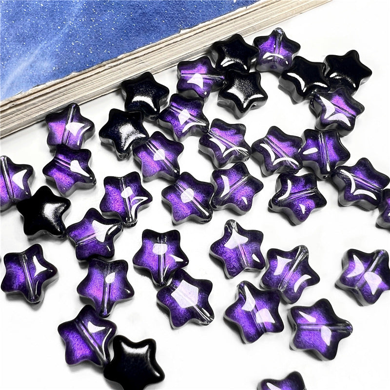 Small Star Czech Glass Beads 8mm Translucent Gold Flecked 50pcs 27