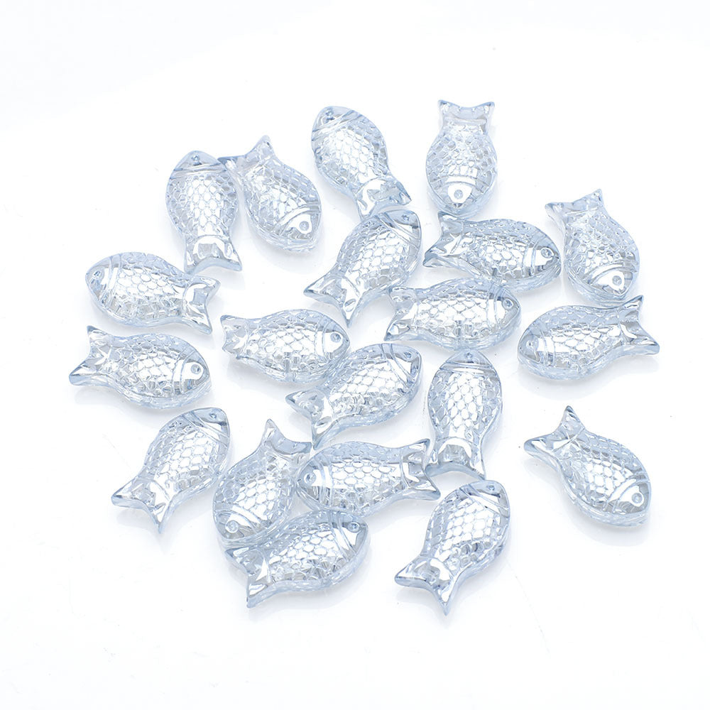 Electroplated Transparent Fish Glass Beads 8x15mm 30pcs 12