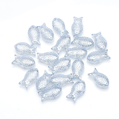 Electroplated Transparent Fish Glass Beads 8x15mm 30pcs 12