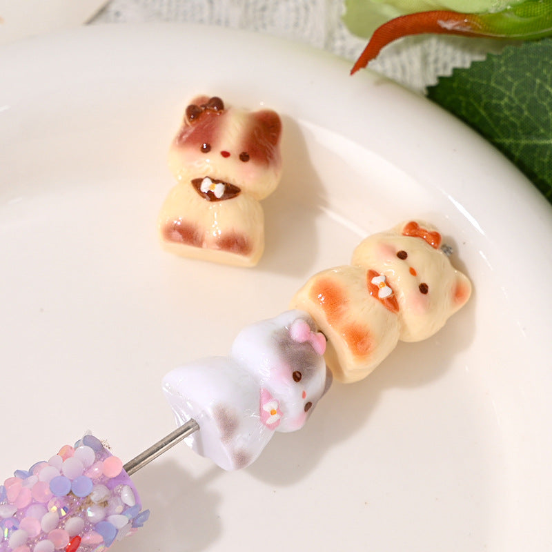 Glossy 3D Kitten Resin Beads 24-27mm Adorable Pastel 10pcs 2