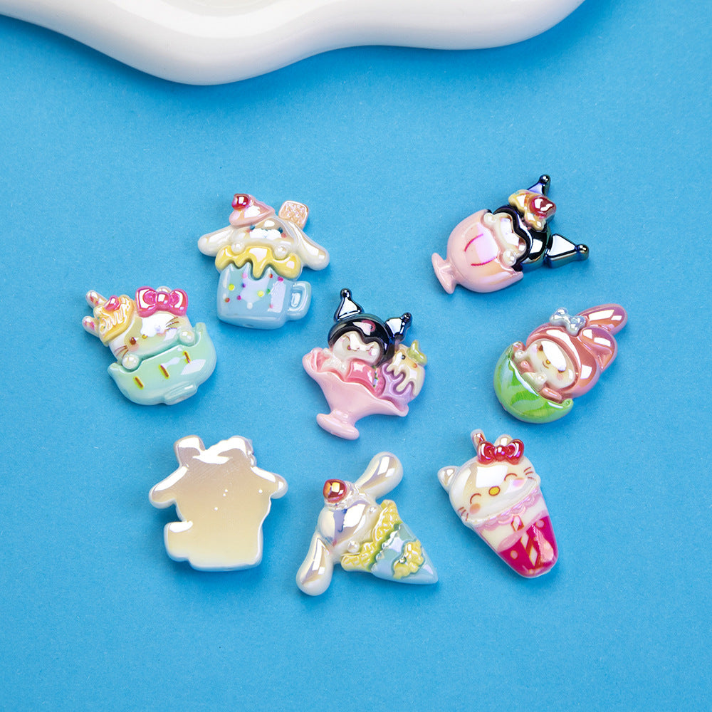 Plating Summer Sanrio Resin Beads Glossy Beverage Dessert 10pcs 3