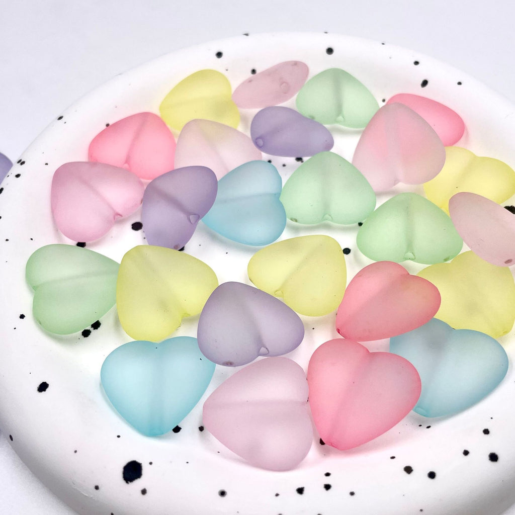 Matte Heart Acrylic Beads 24mm Pastel Colors 20pcs 4