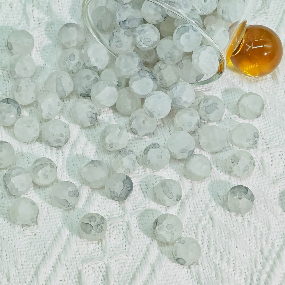 Frosted Round Glass Beads 6mm Colorful Speckled Matte Finish 50pcs 20
