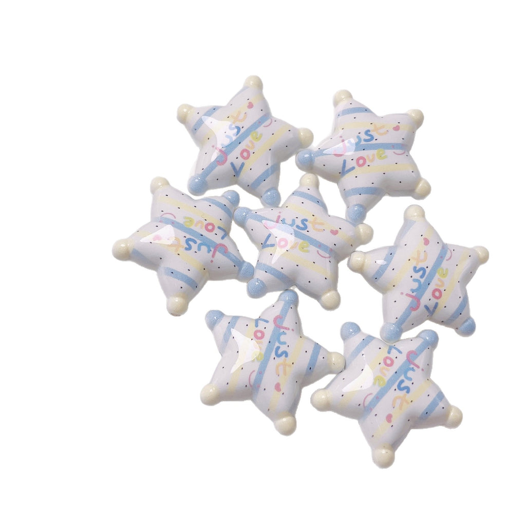 Letter Printed Star Acrylic Beads 26mm Mixed Colors 10pcs 5