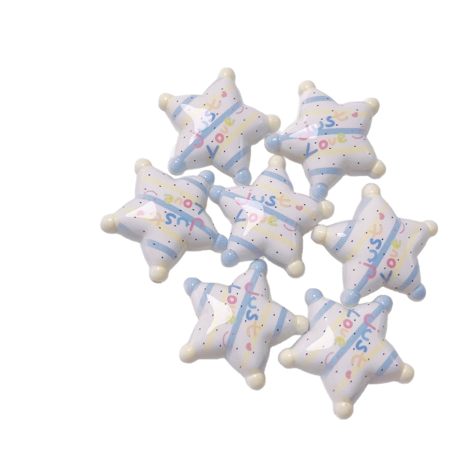 Letter Printed Star Acrylic Beads 26mm Mixed Colors 10pcs 5