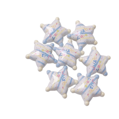 Letter Printed Star Acrylic Beads 26mm Mixed Colors 10pcs 5
