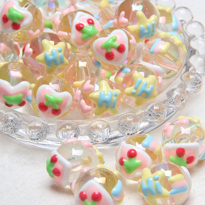 Hand-Painted Fruit Series Acrylic Beads 18mm Glossy 10pcs 22