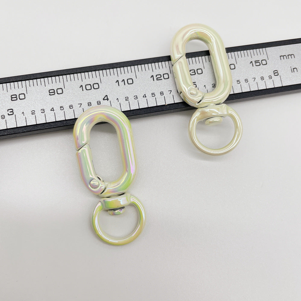 Colorful Zinc Alloy O Shaped Swivel Buckle Keychain Clasps 38mm 5pcs 13