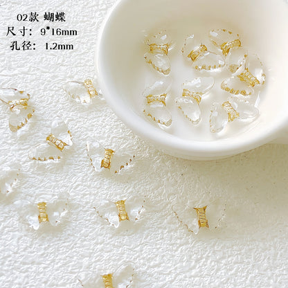 Vintage Flower Oval Acrylic Beads Transparent Gold Accents 1pc 4