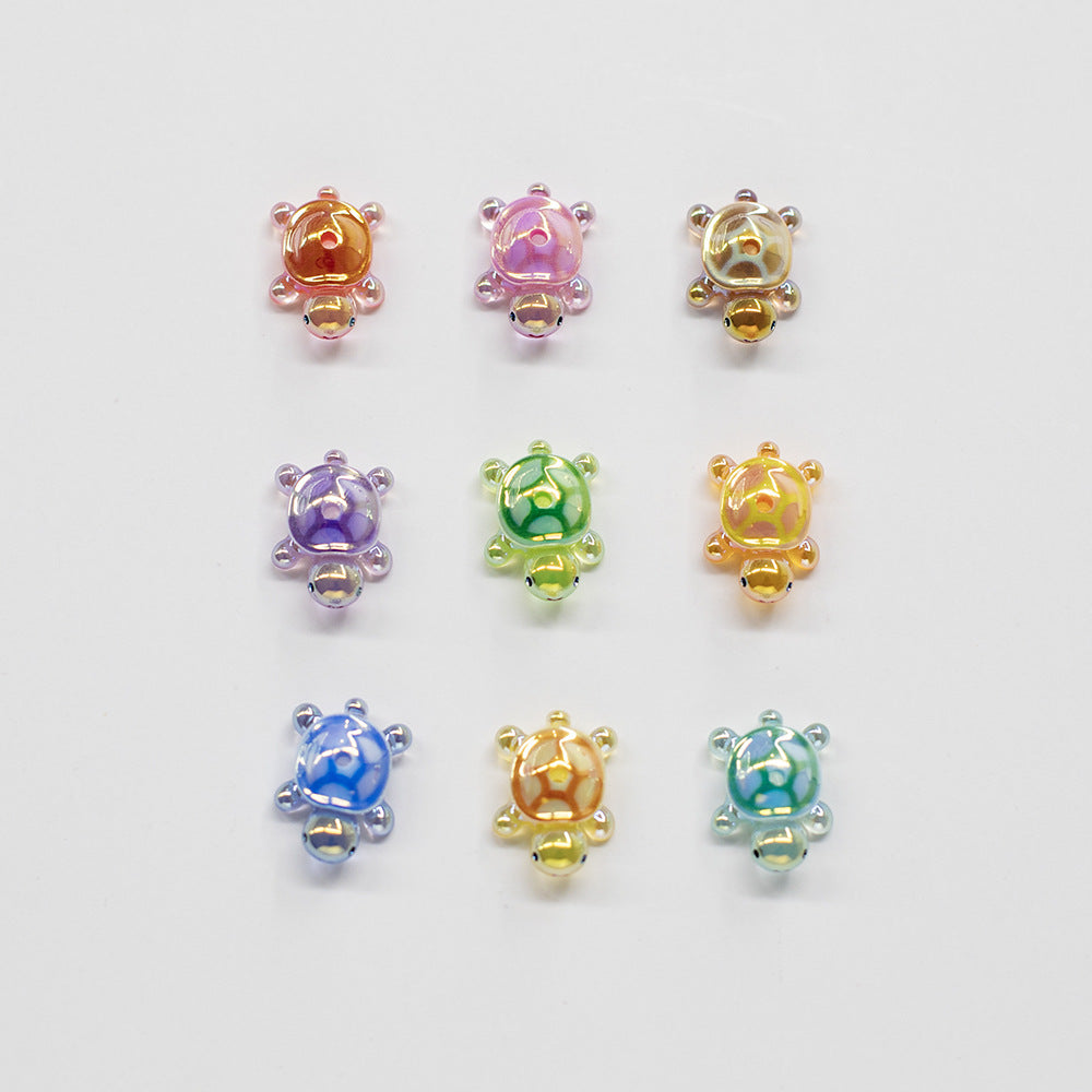 Glow In The Dark 3D Turtle Resin Beads 20mm Colorful Glossy 10pcs 4