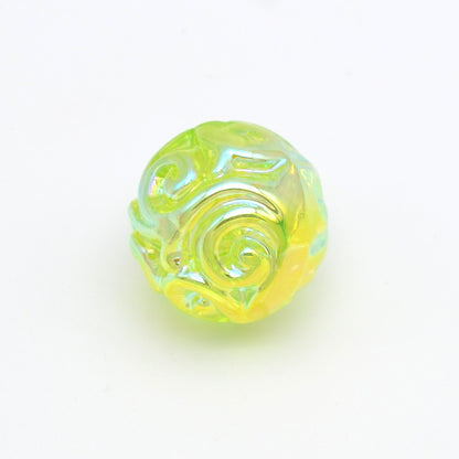 Plating Round Acrylic Beads 16mm UV Embroidered Iridescent 20pcs 12