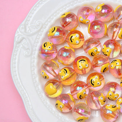 Hand Painted Daisy Bee Series Acrylic Beads 16mm Colorful Glossy 10pcs 17