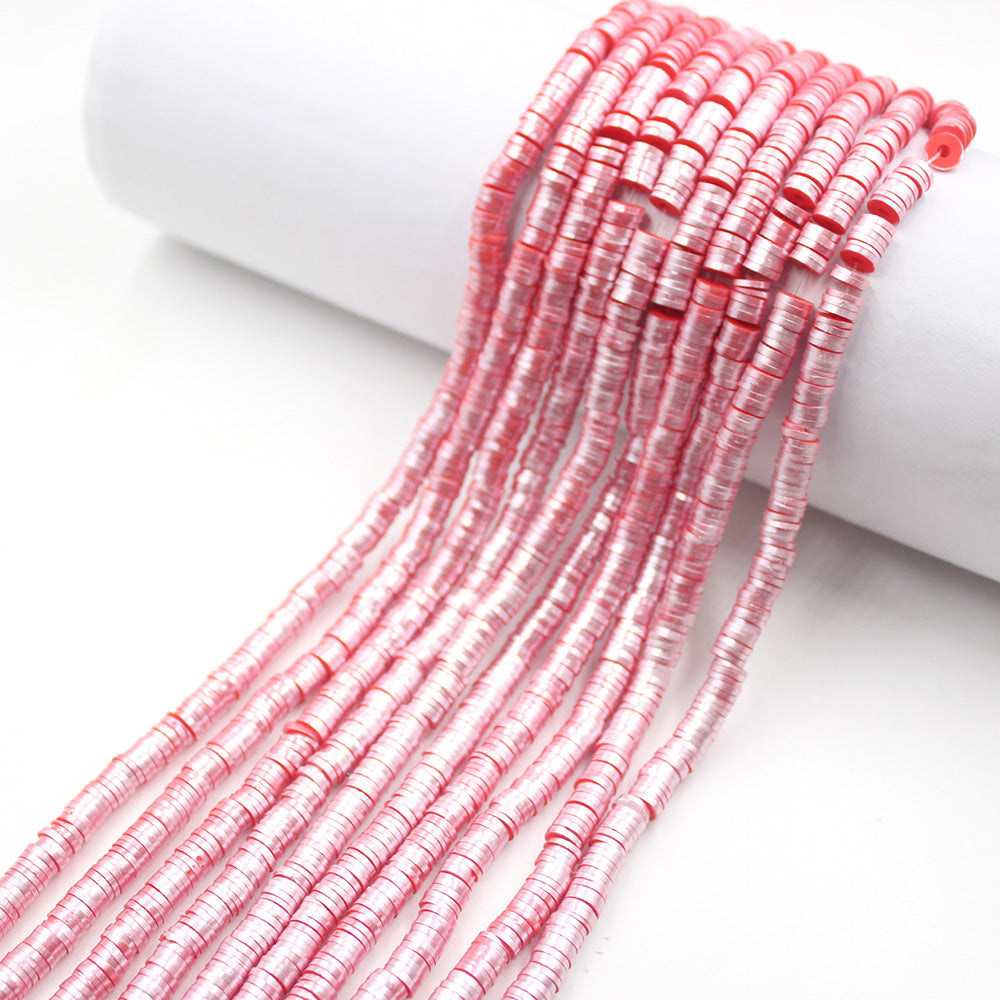 Pearly Lustre Flat Disc Clay Beads 6mm Colorful Pastel 10strands 15
