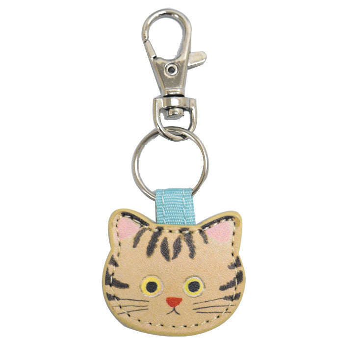 Kawaii Cat Keychain PU Leather Cute Animal Design 2pcs 8cm 10