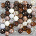 Bubblegum Beads 20mm Coffee White Bronze Chunky Mix 50pcs